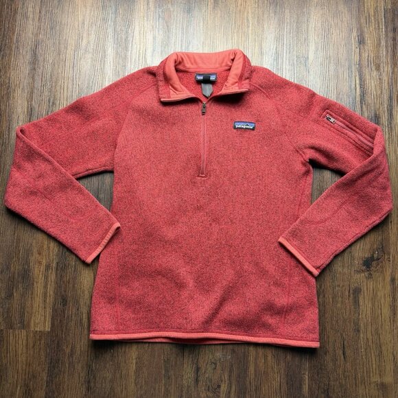 Patagonia Better Sweater Womens Medium Red 1/4 Zip Fleece Jacket Pullover 25617 - Picture 1 of 6